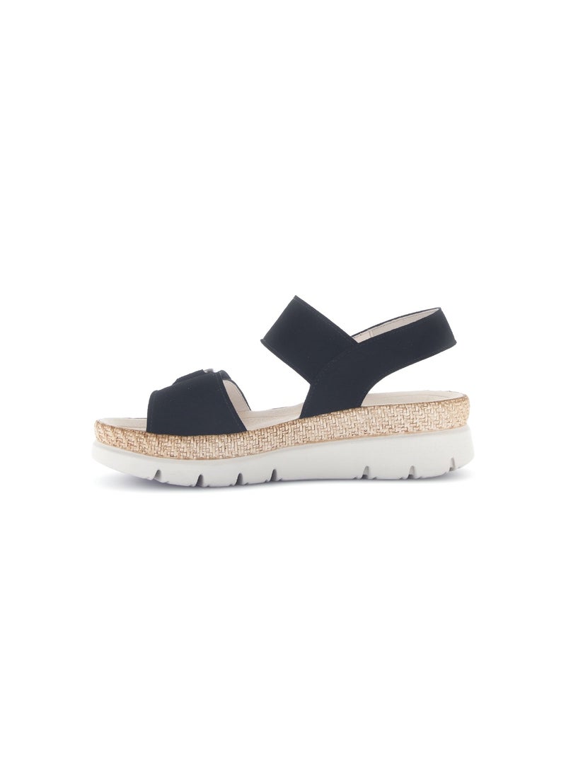 Sandales  en cuir velours Noir - Kiabi
