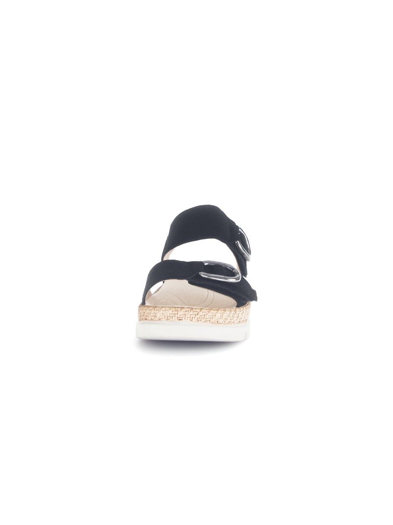 Sandales  en cuir velours Noir - Kiabi