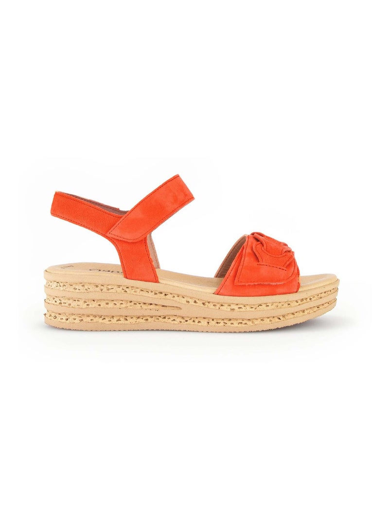 Sandales  en cuir velours Orange - Kiabi