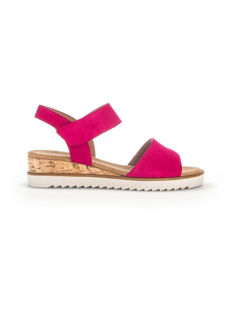 Sandales  en cuir velours Rose - Kiabi