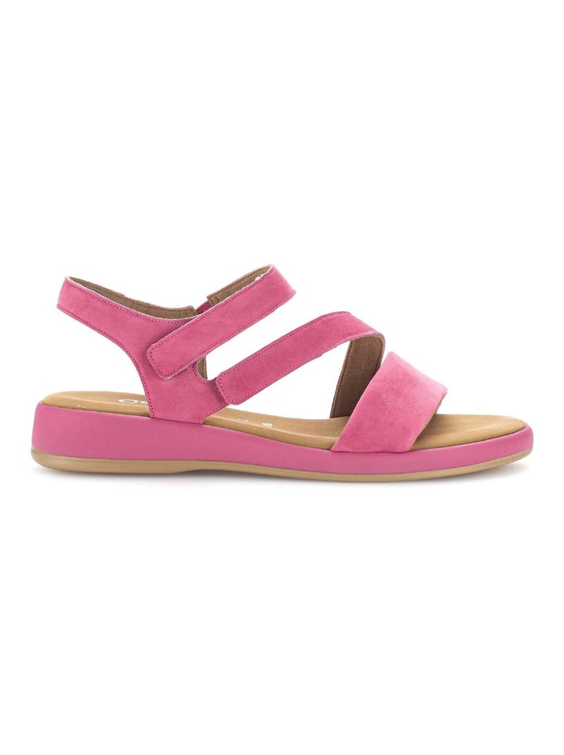 Sandales  en cuir velours Rose - Kiabi