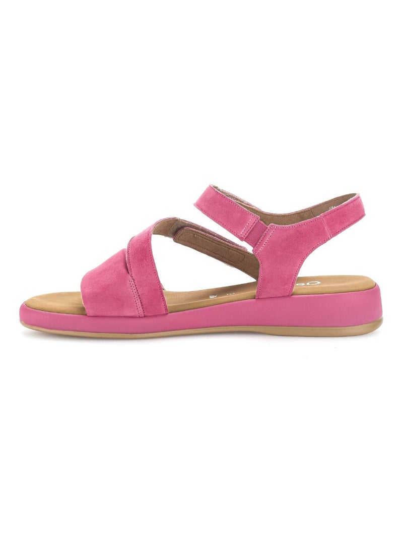 Sandales  en cuir velours Rose - Kiabi