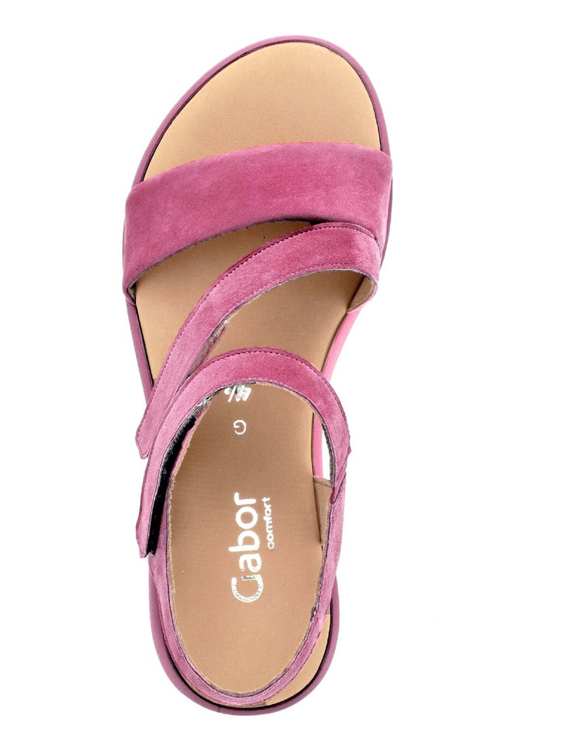 Sandales  en cuir velours Rose - Kiabi