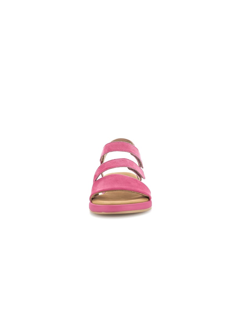 Sandales  en cuir velours Rose - Kiabi