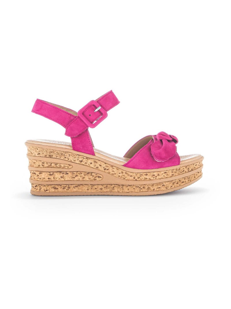 Sandales  en cuir velours Rose - Kiabi