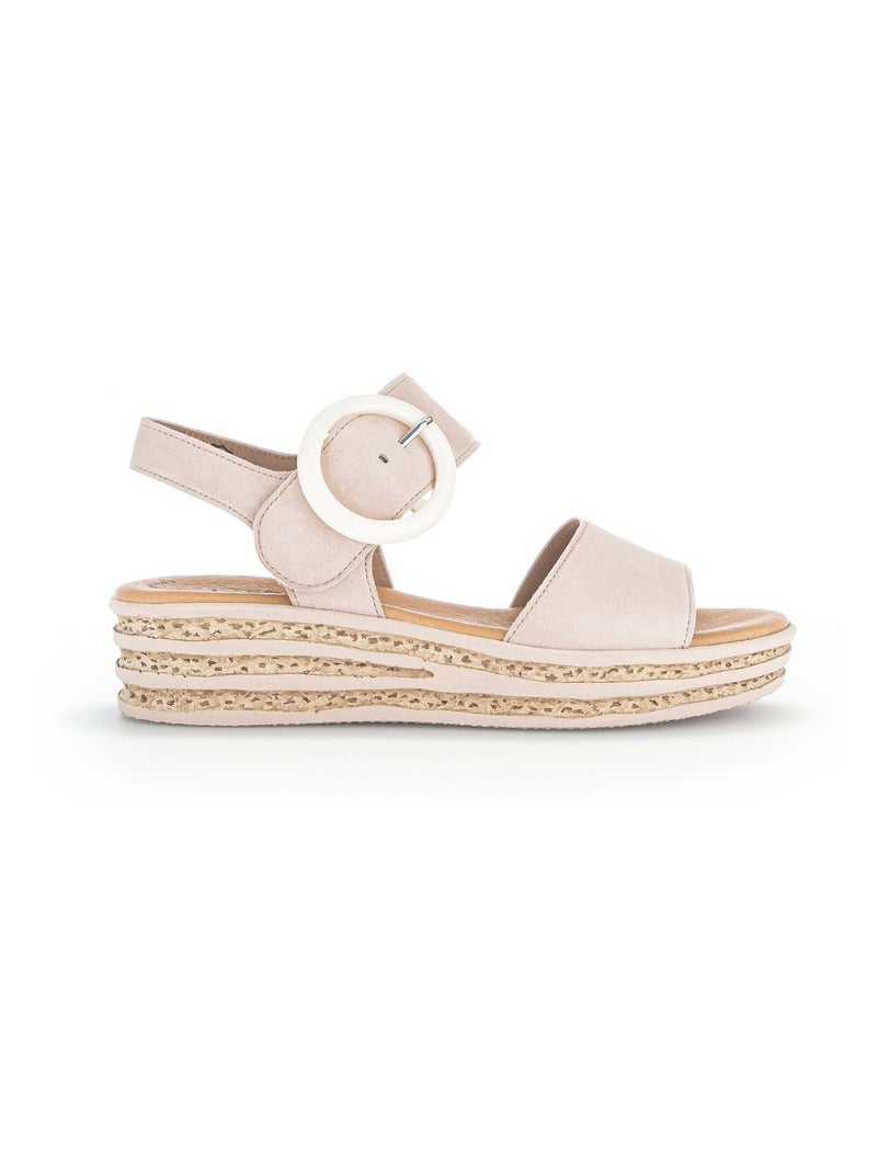 Sandales  en cuir velours Rose - Kiabi