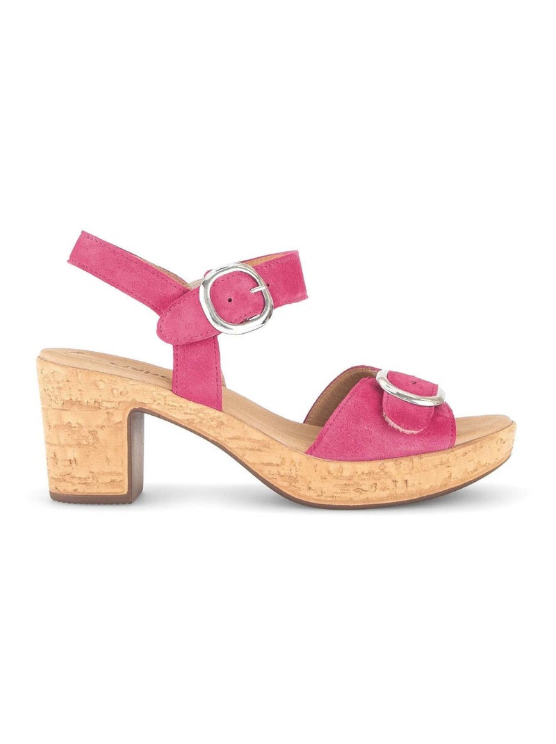 Sandales  en cuir velours Rose - Kiabi