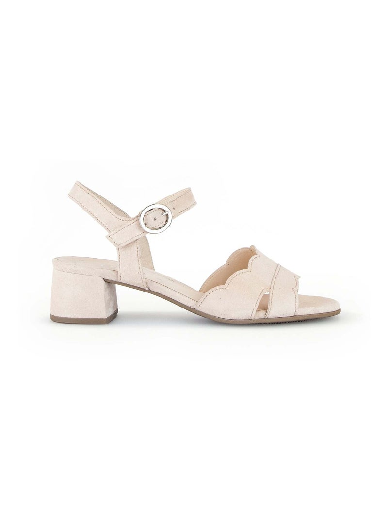 Sandales  en cuir velours Rose - Kiabi