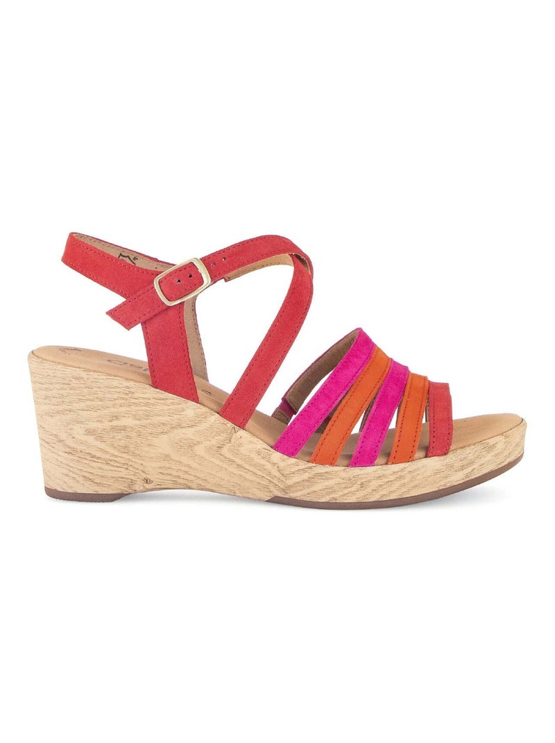 Sandales  en cuir velours Rouge clair - Kiabi