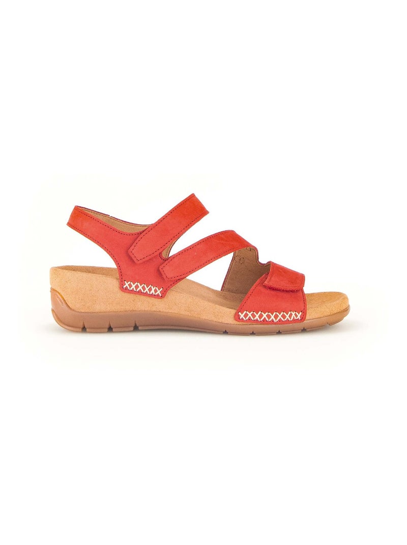Sandales  en cuir velours Rouge - Kiabi