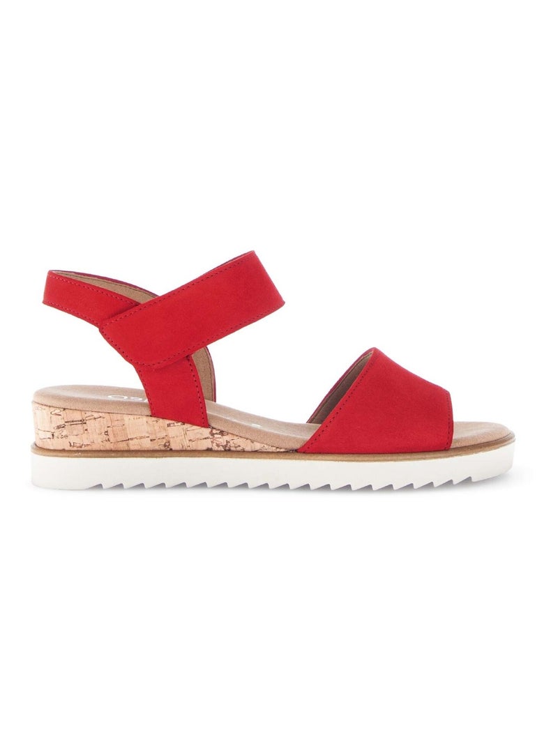 Sandales  en cuir velours Rouge - Kiabi