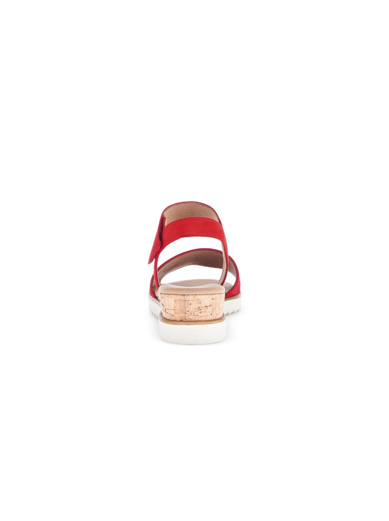 Sandales  en cuir velours Rouge - Kiabi