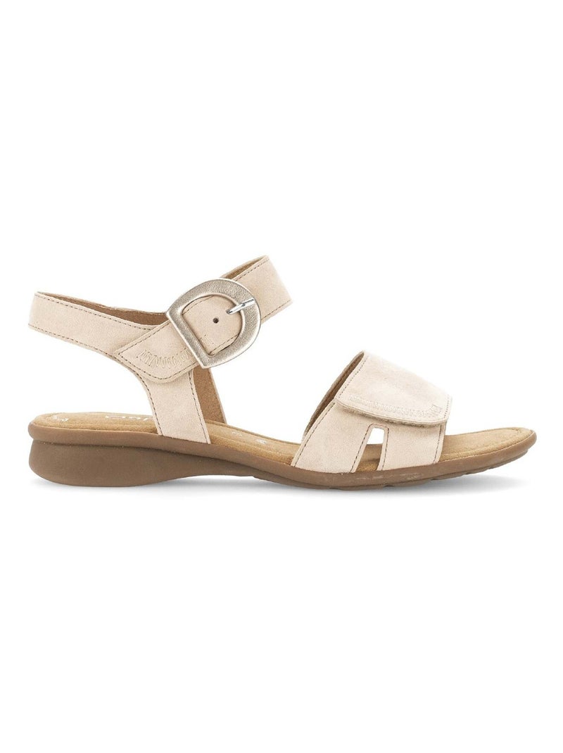 Sandales  en cuir velours Taupe/Doré - Kiabi