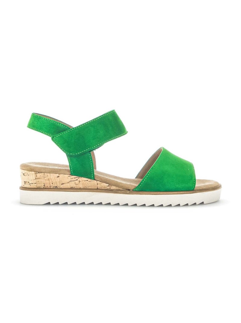 Sandales  en cuir velours Vert - Kiabi