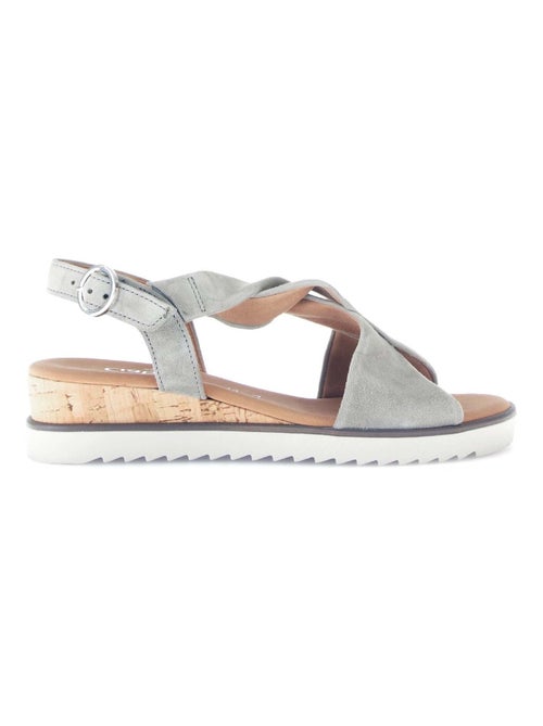 Sandales  en cuir velours - Kiabi