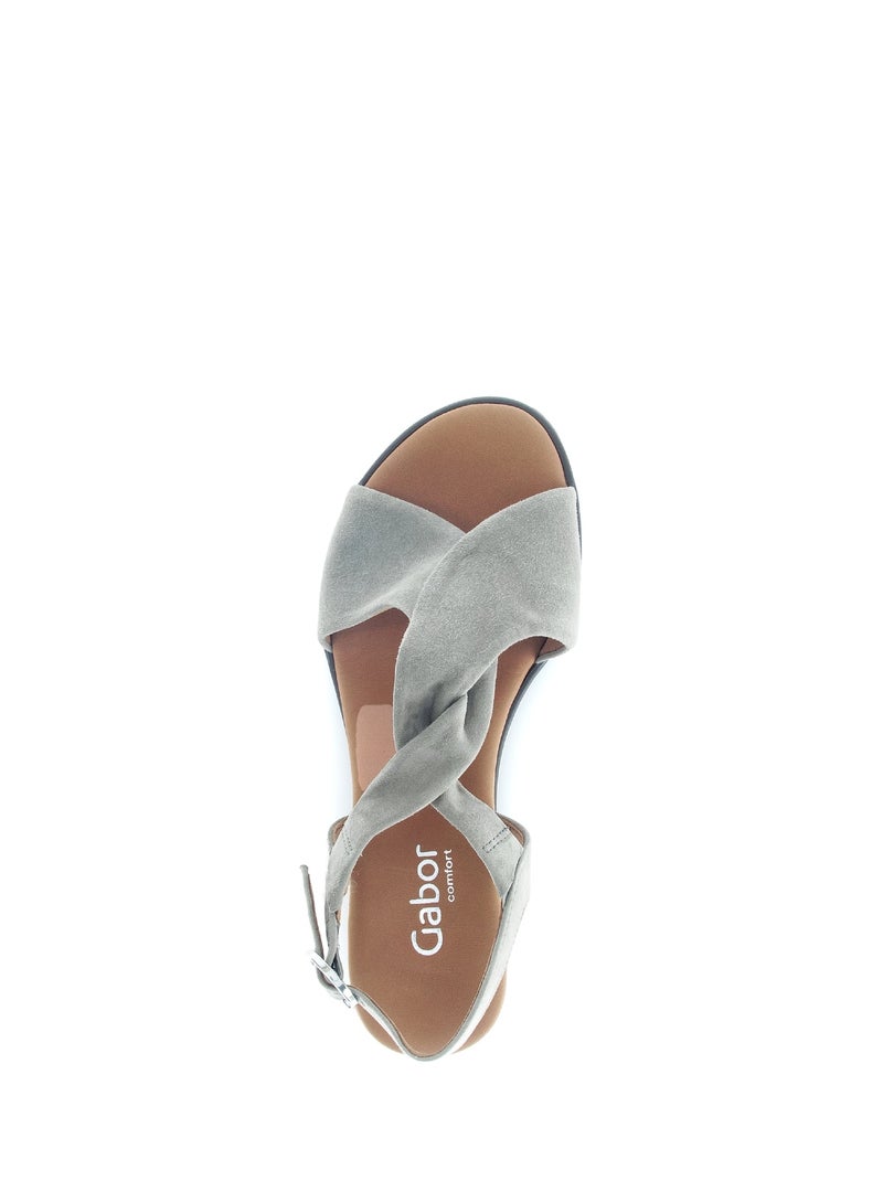 Sandales  en cuir velours Vert - Kiabi