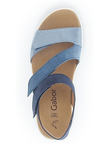 Sandales en cuirs et textiles combinés
