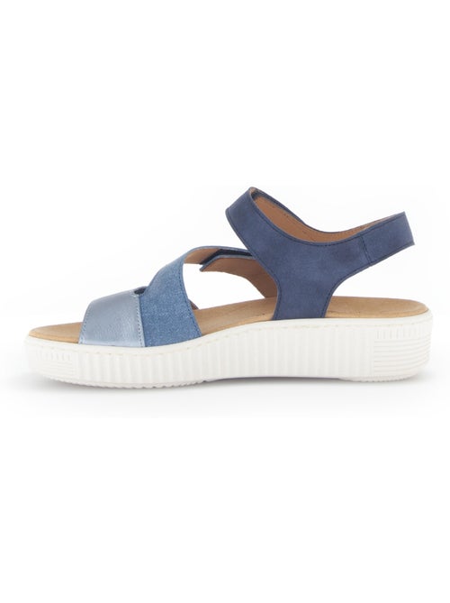Sandales  en cuirs et textiles combinés - Kiabi