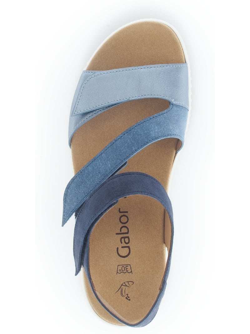 Sandales  en cuirs et textiles combinés Bleu - Kiabi