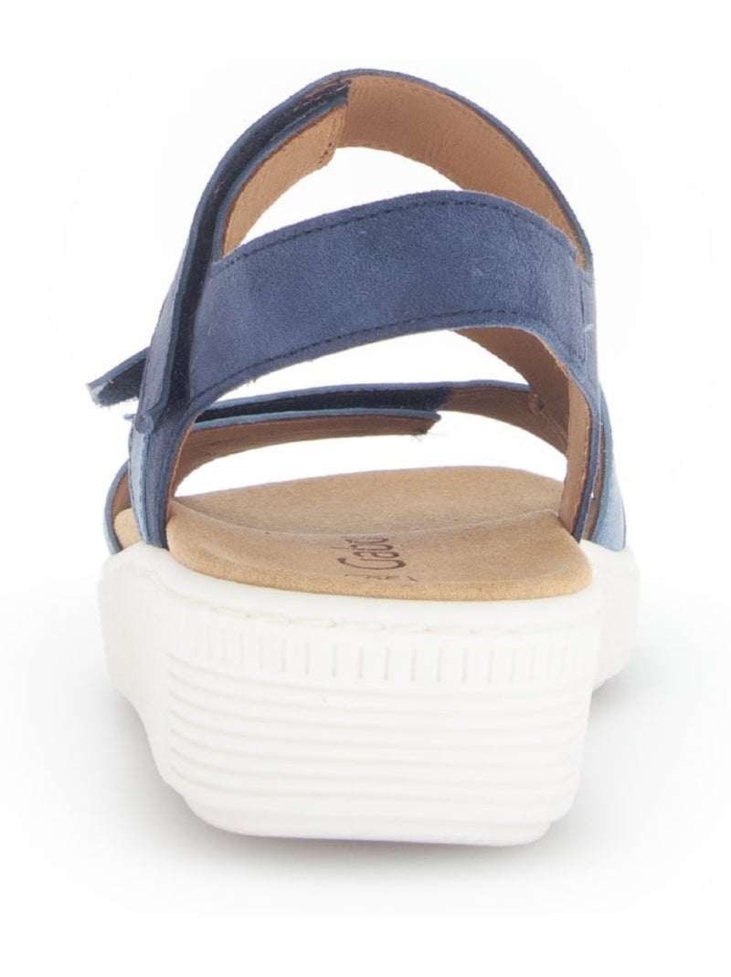 Sandales  en cuirs et textiles combinés Bleu - Kiabi