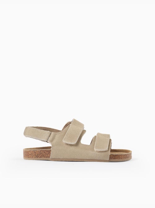 Sandales en daim à semelle intérieure en liège - Kiabi
