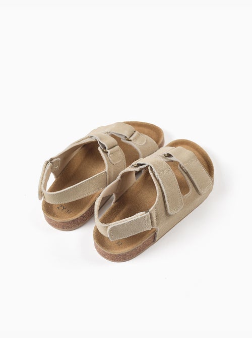 Sandales en daim à semelle intérieure en liège - Kiabi