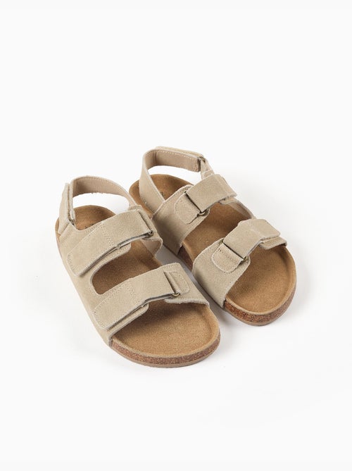 Sandales en daim à semelle intérieure en liège - Kiabi