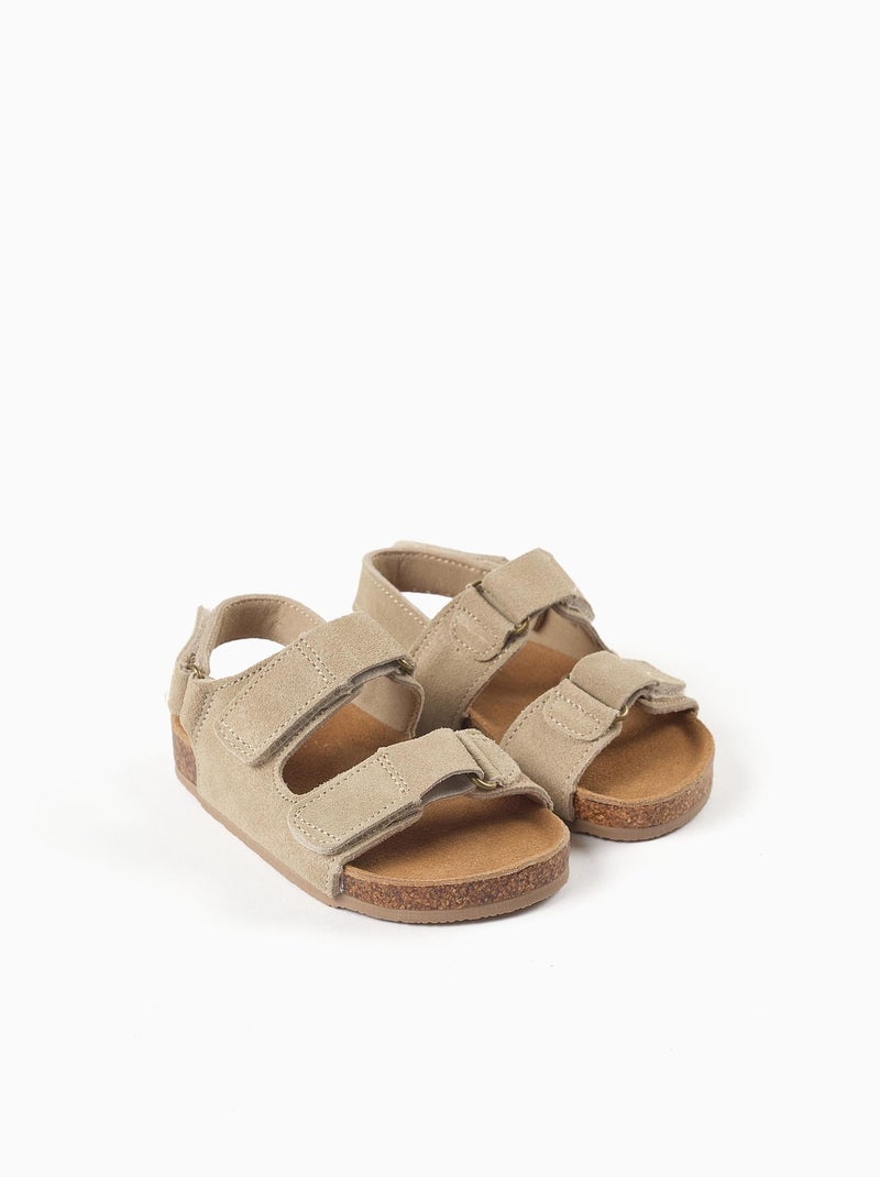 Sandales en daim à semelle intérieure en liège Beige clair - Kiabi