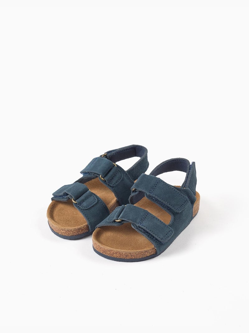 Sandales en daim à semelle intérieure en liège Bleu Bleu - Kiabi