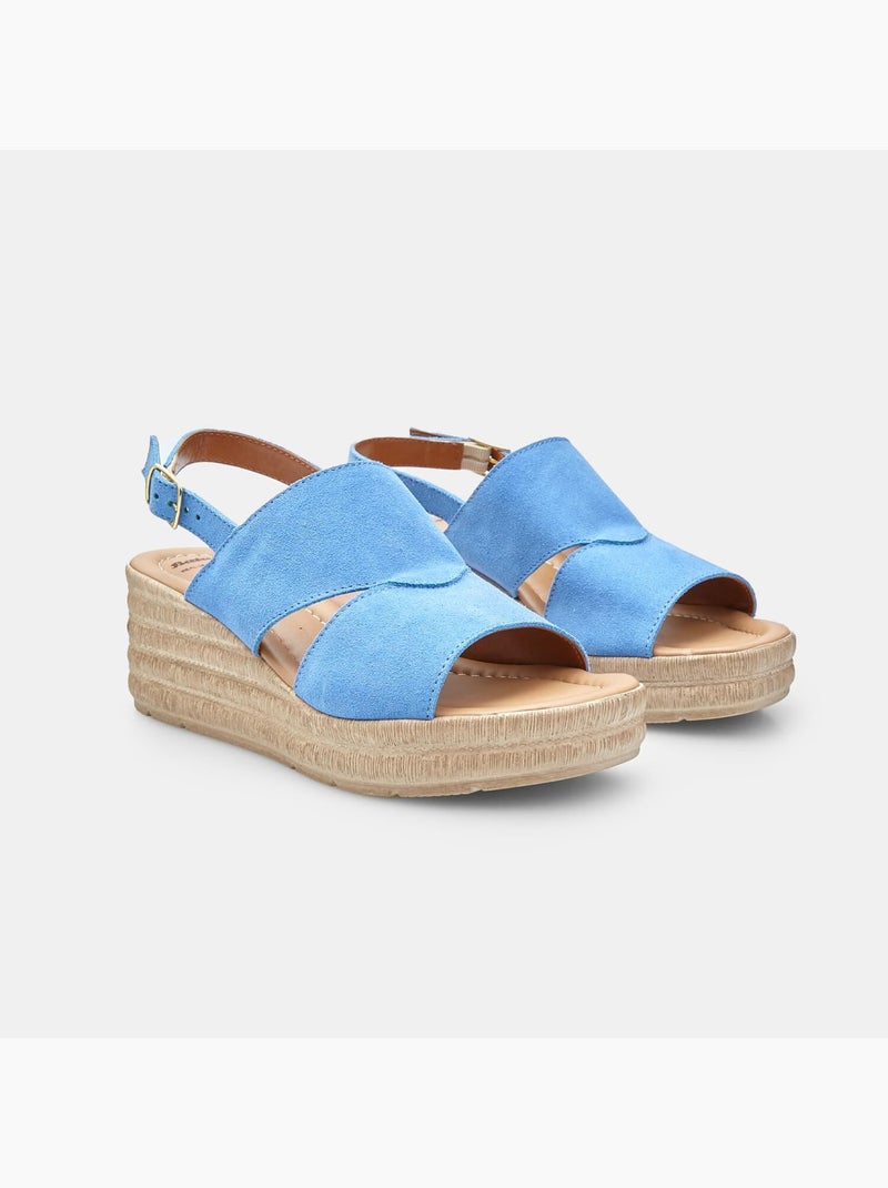 Sandales en daim à talons compensés BATA Bleu - Kiabi
