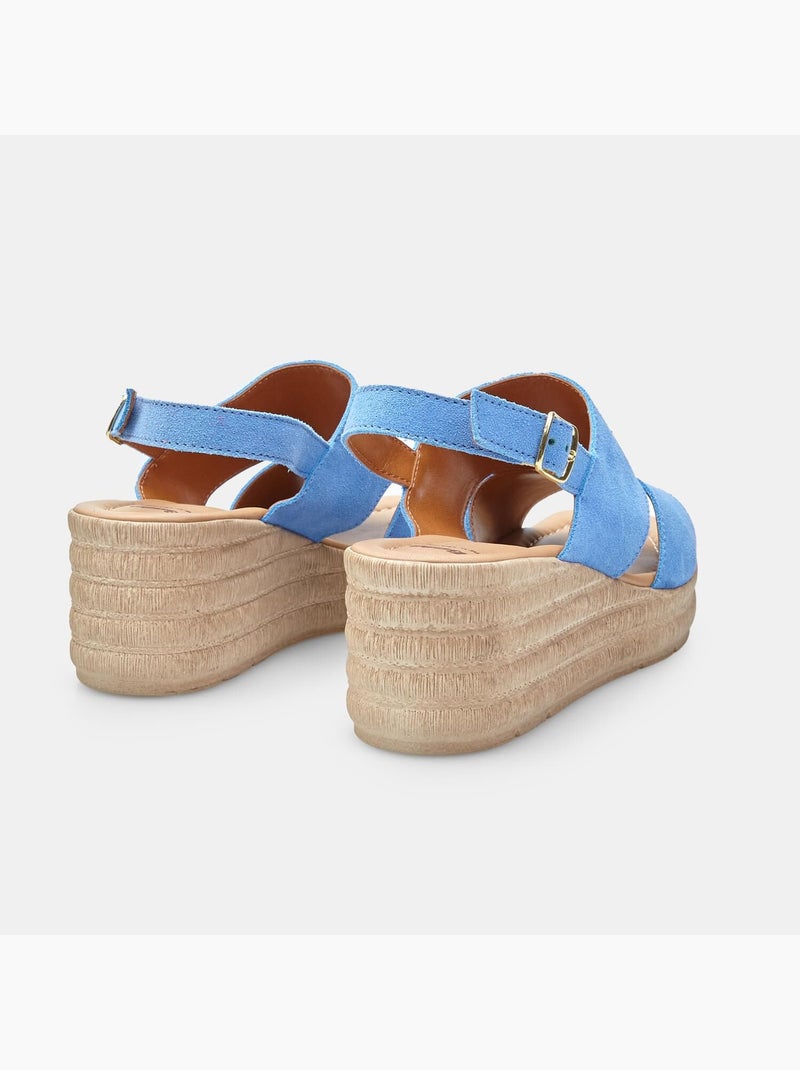 Sandales en daim à talons compensés BATA Bleu - Kiabi