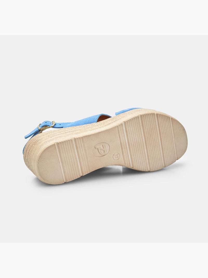 Sandales en daim à talons compensés BATA Bleu - Kiabi