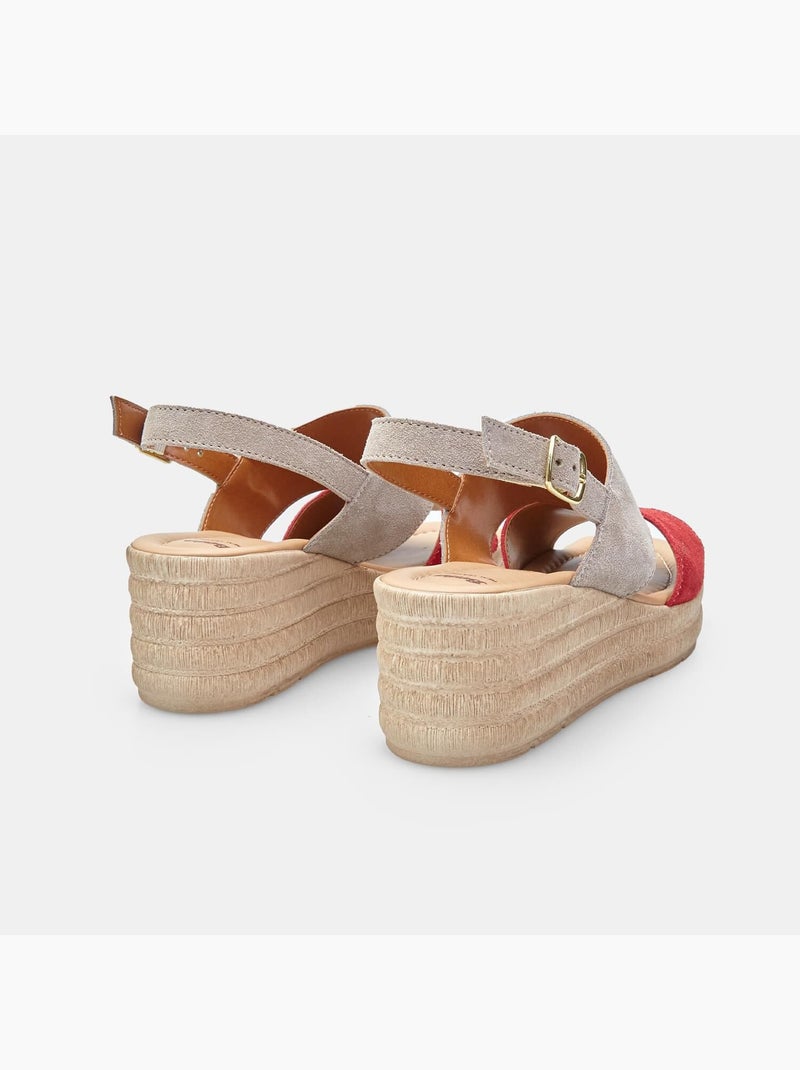 Sandales en daim à talons compensés BATA Rouge - Kiabi