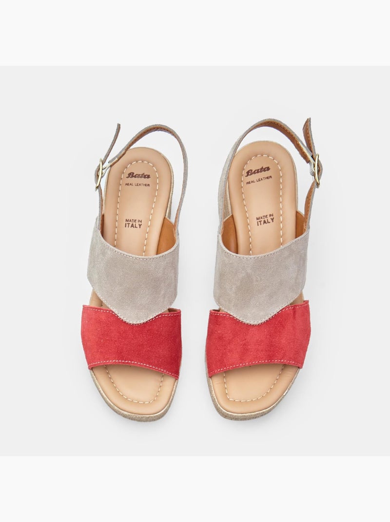 Sandales en daim à talons compensés BATA Rouge - Kiabi