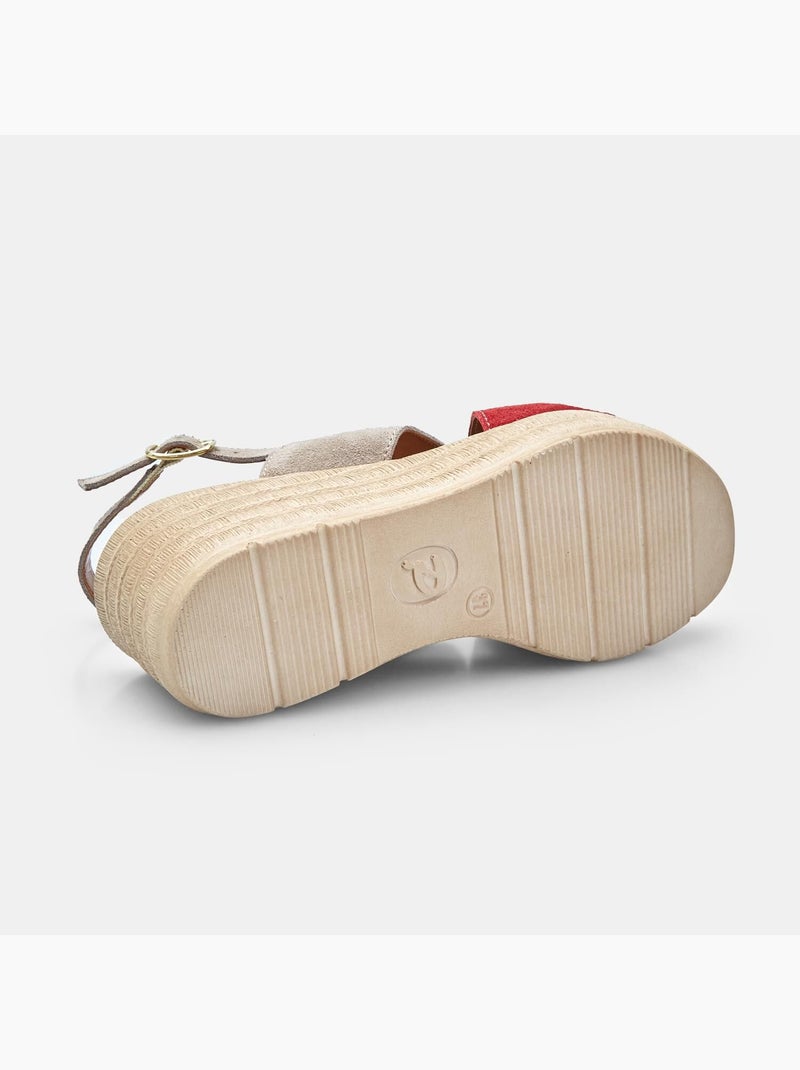 Sandales en daim à talons compensés BATA Rouge - Kiabi