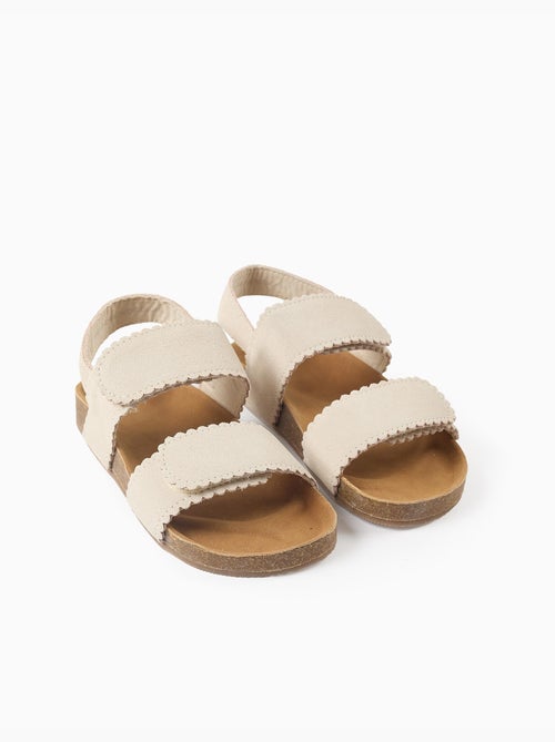 Sandales en daim avec fermeture à scratch - Kiabi