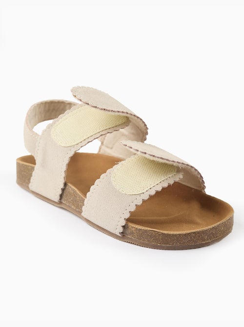 Sandales en daim avec fermeture à scratch - Kiabi