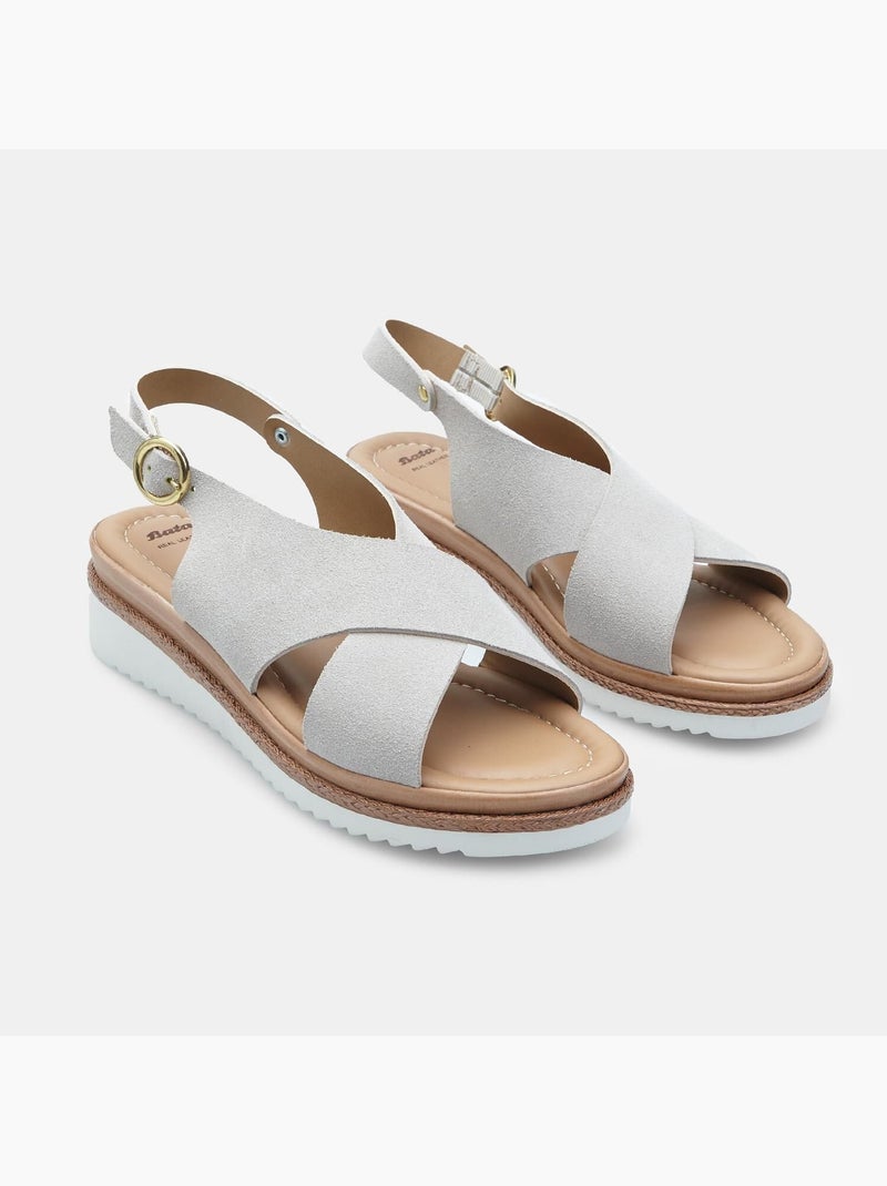 Sandales en daim avec plateform BATA Beige - Kiabi
