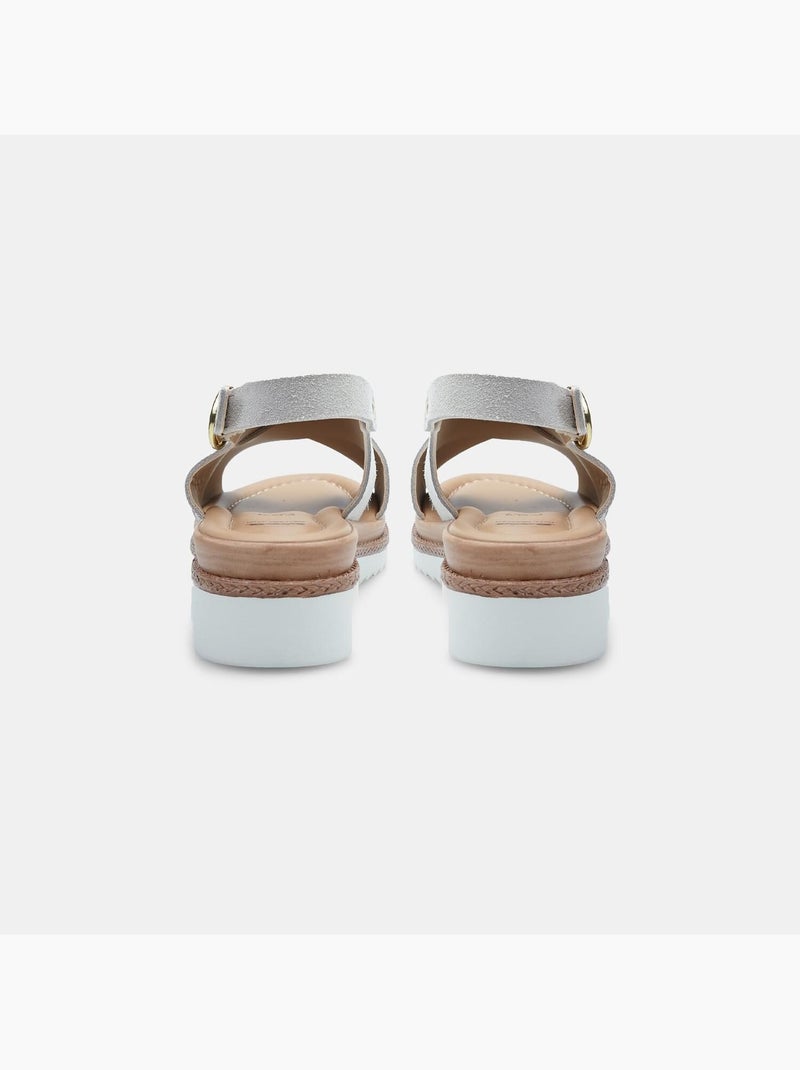 Sandales en daim avec plateform BATA Beige - Kiabi
