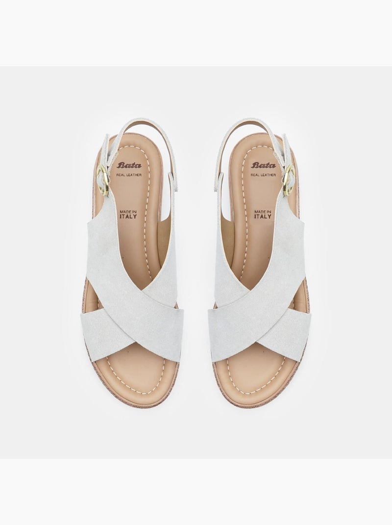 Sandales en daim avec plateform BATA Beige - Kiabi