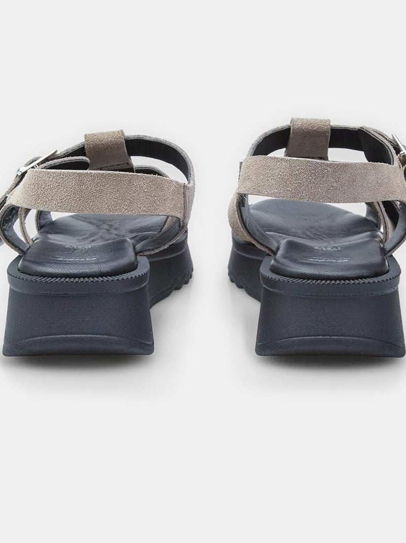 Sandales  en daim avec plateform BATA Taupe - Kiabi