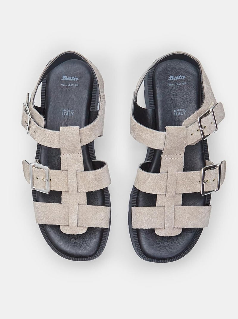 Sandales  en daim avec plateform BATA Taupe - Kiabi