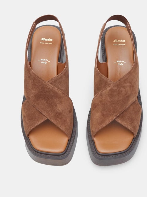 Sandales en daim avec talon BATA - Kiabi