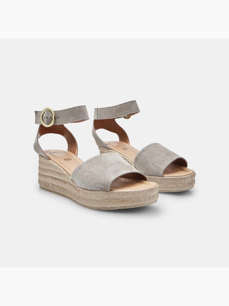 Sandales en daim avec talon compensé BATA Beige - Kiabi