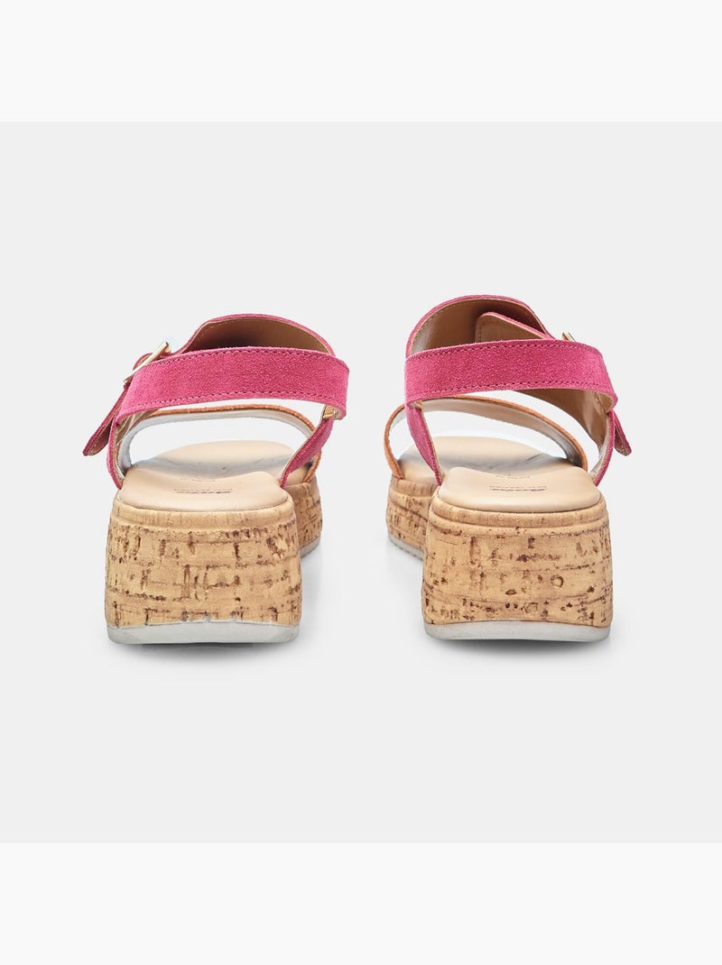 Sandales en daim avec talon compensé BATA Rose - Kiabi
