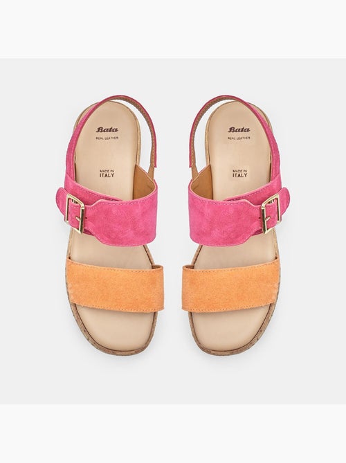 Sandales en daim avec talon compensé BATA - Kiabi