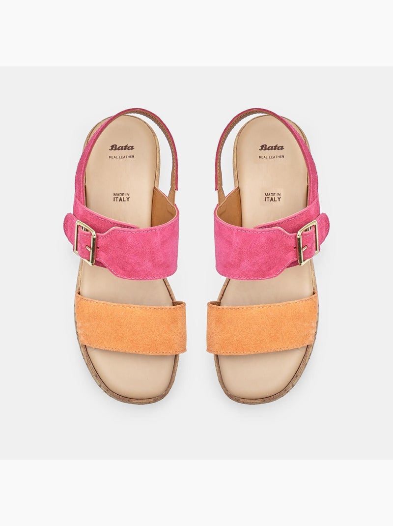 Sandales en daim avec talon compensé BATA Rose - Kiabi