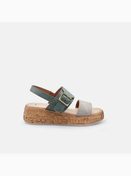 Sandales en daim avec talon compensé BATA - Kiabi