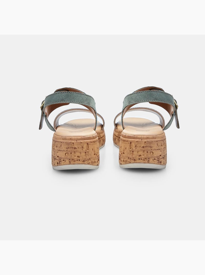 Sandales en daim avec talon compensé BATA Vert - Kiabi