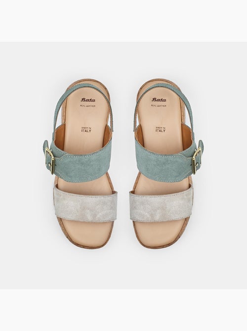 Sandales en daim avec talon compensé BATA - Kiabi